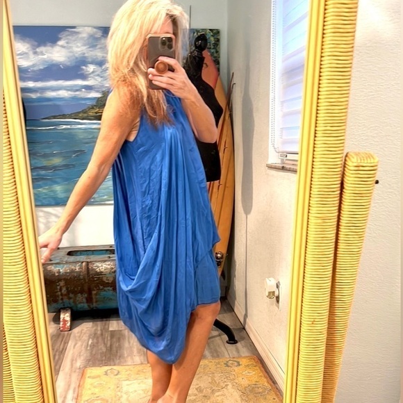 Simply Couture Gorgeous &Vibrant Blue Dress,Draped Layers,Soft, Romantic,Size M - Picture 1 of 16